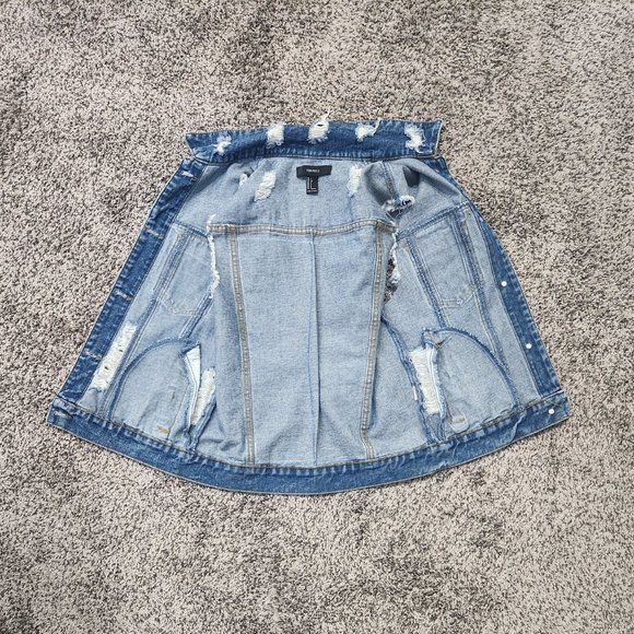 One-Of-A-Kind Custom Forever 21 Distressed Denim Vest Sz S - Picture 16 of 16